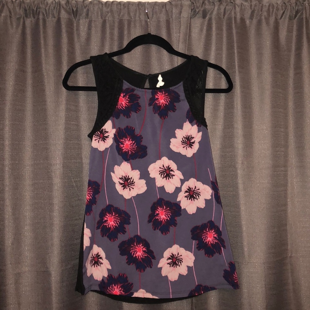 Maurice’s floral Tank Top - Black, Plum and Pink